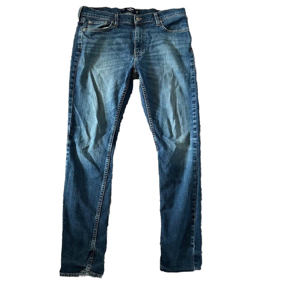 Hollister Skinny Jeans Men's 33x32 Epic Flex Medium Wash Blue Zip Fly Denim